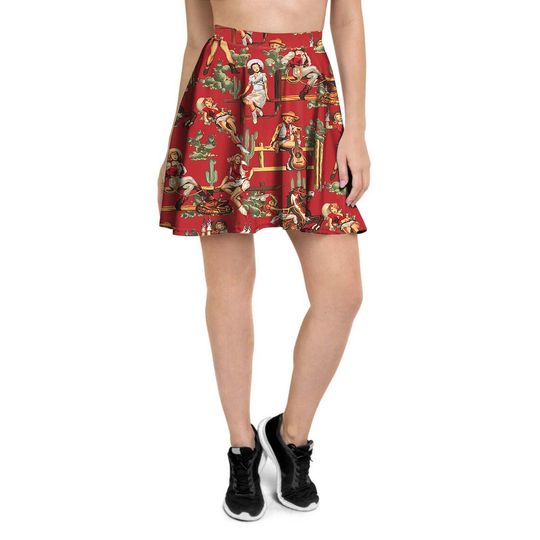 Discover Red Pistolero Cowgirl A Line Vintage Women's Skater Skirt