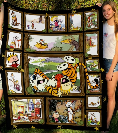 Discover Funny Calvin And Hobbes Fleece Blanket