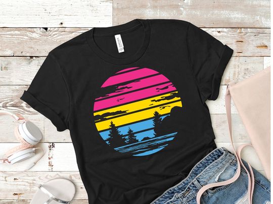 Discover Pan Pride Shirt - Subtle Pansexual Queer LGBT Sunset T-Shirt