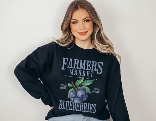 Discover Blueberry Sweatshirt, Farmers Market Fresh Blueberries Fruit Sweater
