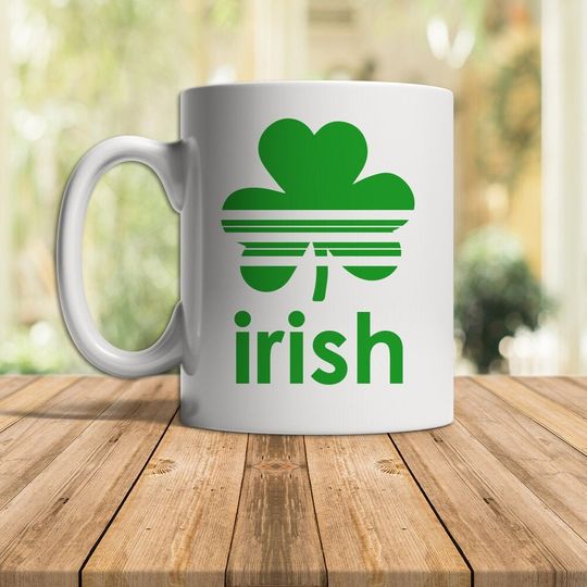 Discover St. Patrick's Day mug | striped shamrock irish coffee mug