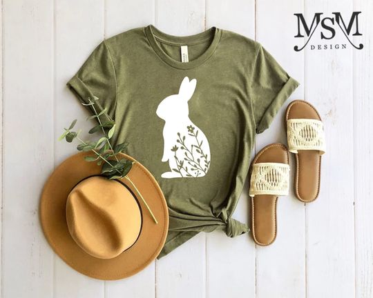 Discover Floral Rabbit Shirt, Bunny Shirt, Easter Shirt