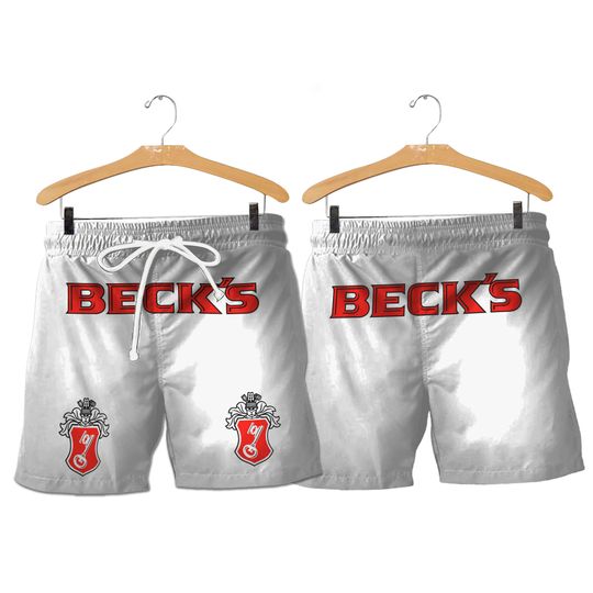 Discover Beck's Beer White Horizontal Text Shorts