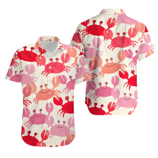 Discover Unisex Cute Cartoon Crabs Colorful Pattern Hawaiian Shirt