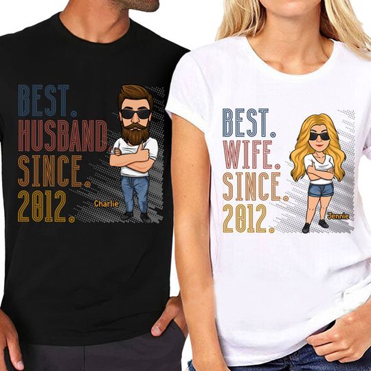 Discover Best Husband And Wife Since Couple Matching Personalized Husband Wife Gift Anniversary Unisex T-shirt