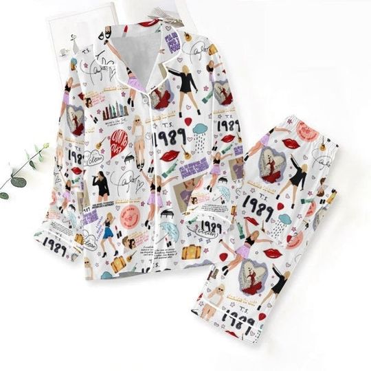 Discover Taylorr Swifts Button Down Pajamas Set, Swifts Pajamas Set, Taylorr Swifts version Pajamas