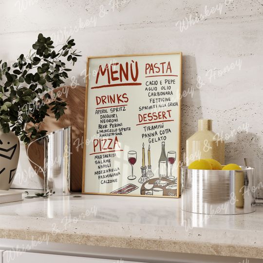 Discover Italian Menu Art Print | Kitchen Wall Art