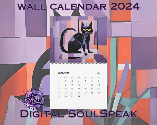 Discover Wall Calendars 2024 | Black Cat in Lavender Calendar