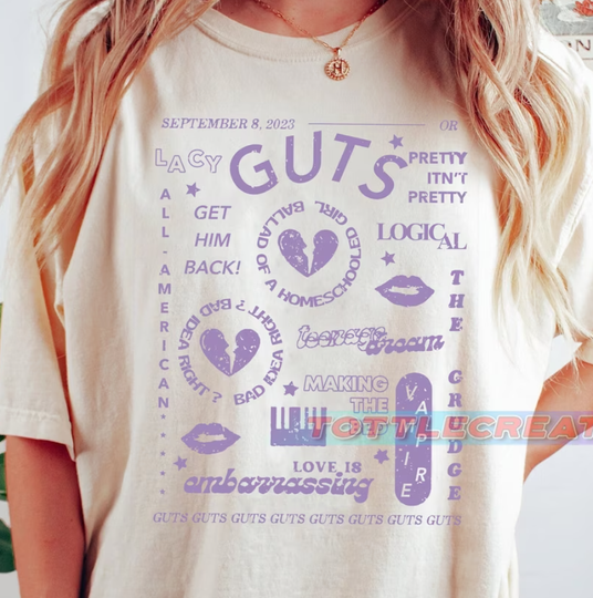 Discover Olivia Rodrigo Guts Graphic Fan T-Shirt, Music Album T-Shirt