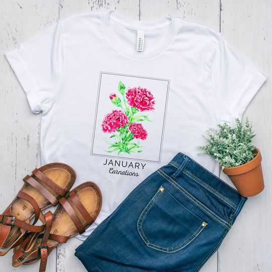 Discover January Birth Month Flower, Carnation Flower TShirt