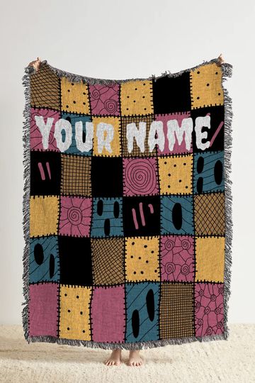 Discover Halloween Town Throw Blanket: Custom Nightmare Before Christmas Name Blanket