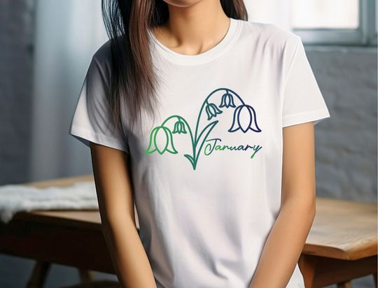 Discover January Snowdrop Birth Month Birthday T-shirt