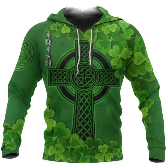 Discover Irish Saint Patricks Day Shamrock Celtic Hoodie, Patrick Day Lucky Pullover Hoodie