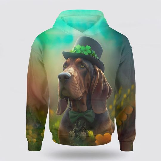 Discover Bloodhound Dog Happy St. Patrick's Day 3D All Over Print Hoodie