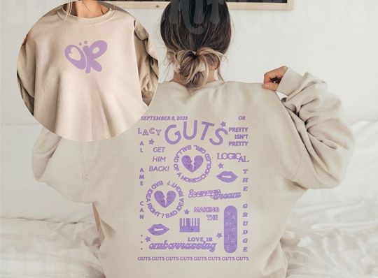 Discover Olivia Guts Tour Track List Aesthetic Sweatshirt, Olivia Rodrigo Guts Shirt