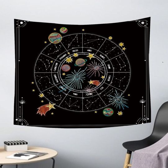 Discover Zodiac Astrology Celestial Constellation Stars Planets Tapestry