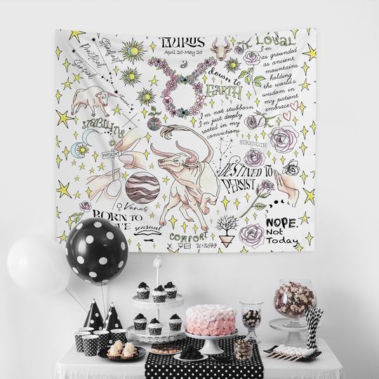 Discover Zodiac Birthday Party Backdrop Banner Astrology Tapestry