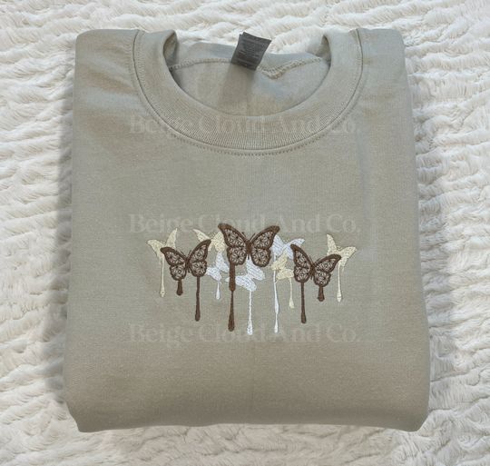Discover Butterfly Drip Sweatshirt | Embroidered Sweater