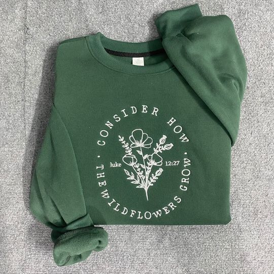 Discover Christian Wildflower Embroidered Sweatshirt