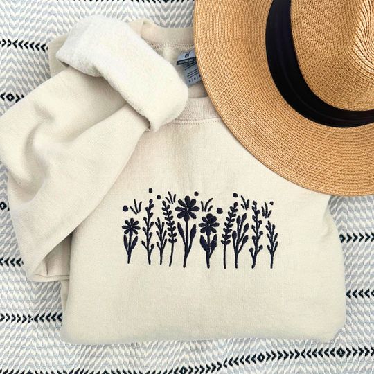 Discover Embroidered Wildflower Sweatshirt, Wildflower Lover Sweatshirt