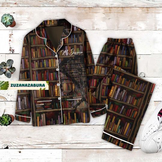 Discover Books Pajamas Set,  Book Lover Personalized Pajamas