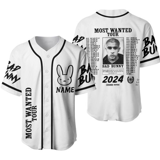 Discover Bad Bunny Most Wanted Tour Baseball Jersey