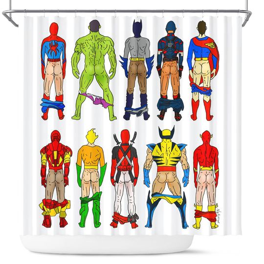 Discover Superhero Butts Shower Curtain
