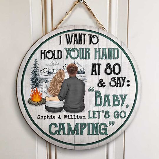 Discover Baby Let's Go Camping At 80 Couples Gift Personalized Custom Door Sign