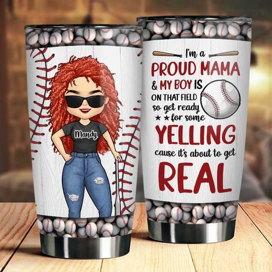 Discover I'm A Proud Mama And My Boy Is On That Field - Gift For Mom, Personalized Tumbler