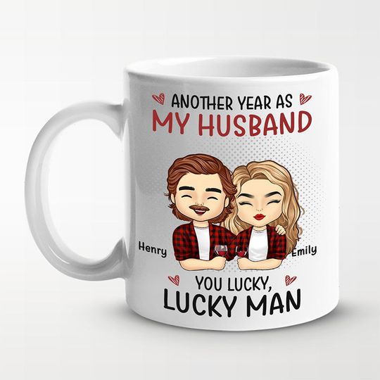 Discover Another Year As My Boyfriend - Couple Personalized Custom Mug - Gift For Husband Wife, Anniversary