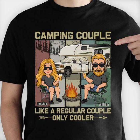 Discover Like A Regular Couple But Cooler - Personalized Unisex T-Shirt - Gift For Couple, Husband Wife, Anniversary, Engagement, Wedding, Marriage, Camping Gift