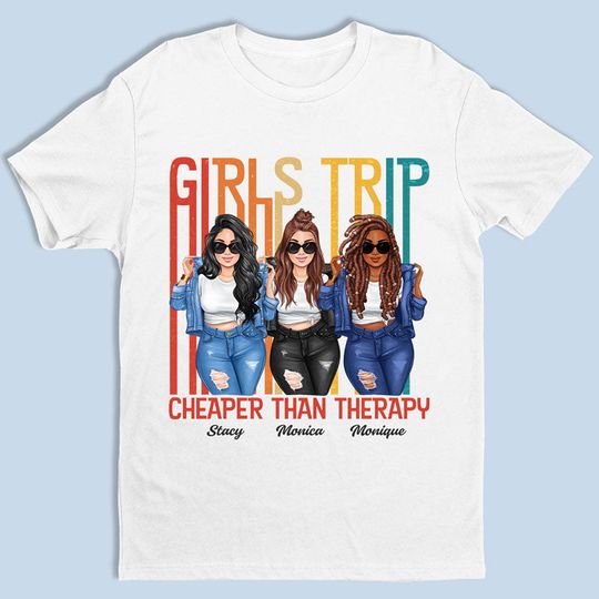 Discover Let's Go Girls - Bestie Personalized Custom Unisex T-shirt - Summer Vacation, Gift For Bestie, BFF, Sisters
