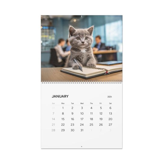 Discover Office Kitty Wall Calendar (2024)