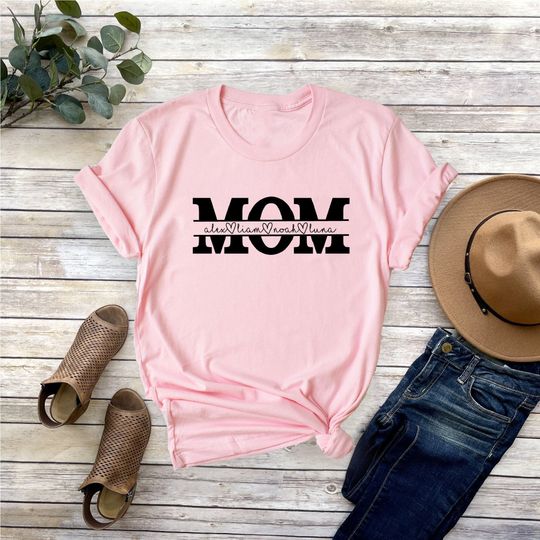 Discover Custom Mom Shirt, Personalized Mom Shirt With Kids Names, Mothers Day Gift
