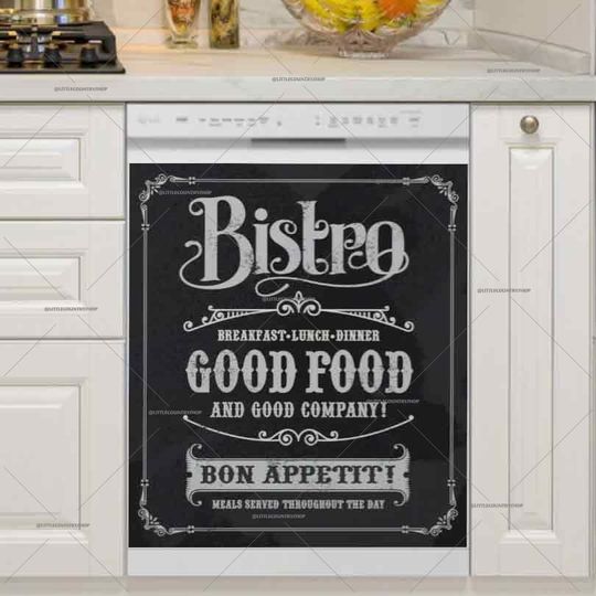 Discover Kitchen Dishwasher Cover - Bistro Restaurant Chalkboard Sign Design