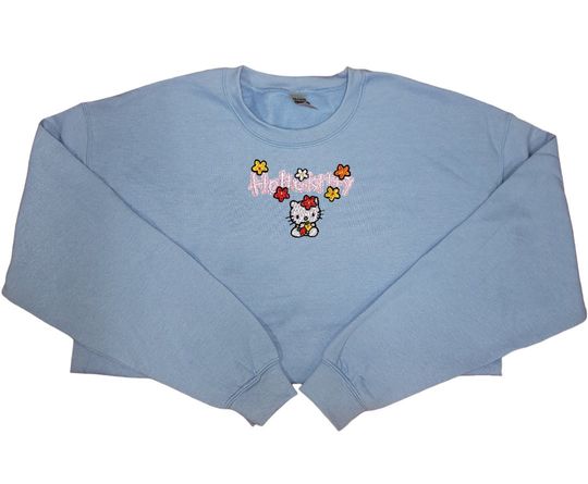 Discover Kitty Embroidered Sweatshirt Crewneck Sweatshirt