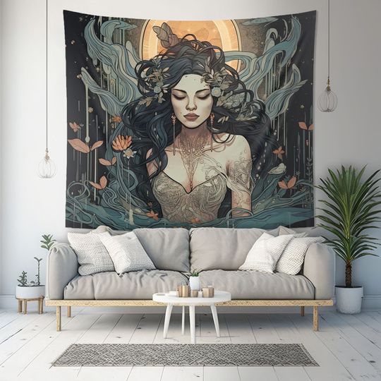 Discover Water Goddess Witchy Occult Wall Tapestry