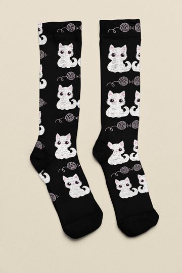 Discover Kawaii White Kitten Cat Cute Socks