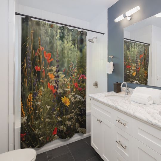 Discover Botanical Wildflowers Cottagecore Shower Curtain