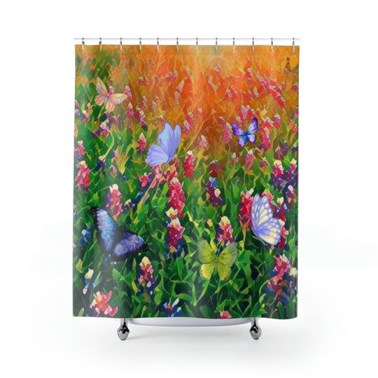 Discover Butterflies Wildflowers Shower Curtain