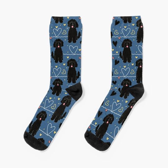 Discover LOVE Black Goldendoodle Dog Socks