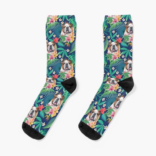 Discover Tropical Brindle English British Bulldog 4 Socks
