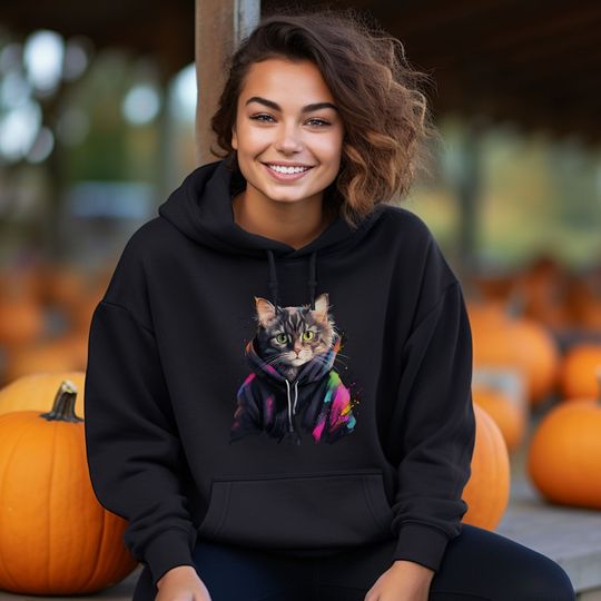 Discover Custom Cat in Watercolor Hoodie Sweatshirt