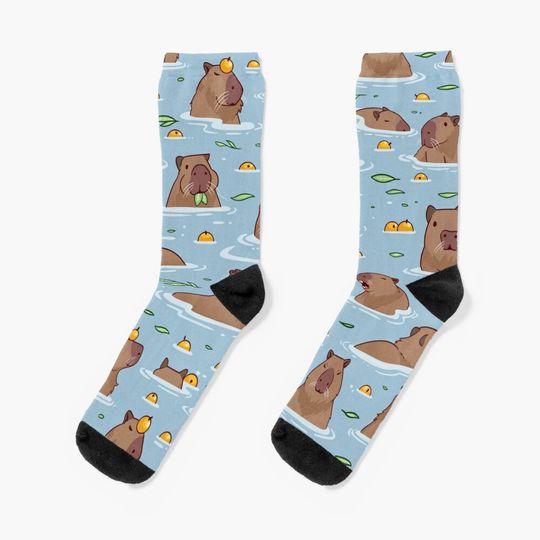 Discover Bathing Capybara Pattern Socks