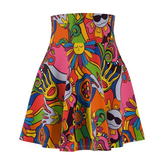 Discover Trippy Floral Skater Skirt, Women's Skater Skirt