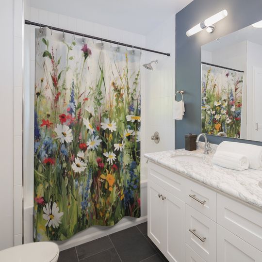 Discover Floral Shower Curtain Wildflower Day Garden Spring Summer Collection