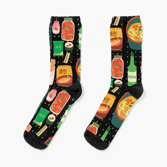 Discover Korean Food Kawaii Graphic Cartoony Food Socks