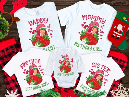 Discover Strawberry Shortcake Birthday Girl Shirt, Custom Matching Family Shirts