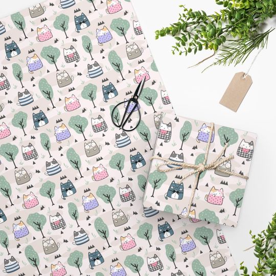 Discover Kawaii Kitty Wrapping Paper | Cat Lover Gift Wrap