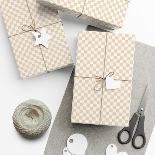 Discover Tan Checkered Wrapping Paper